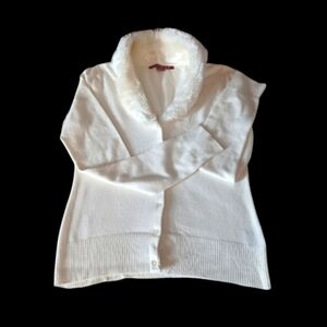 Faux Fur Collar Cardigan/ Sweater